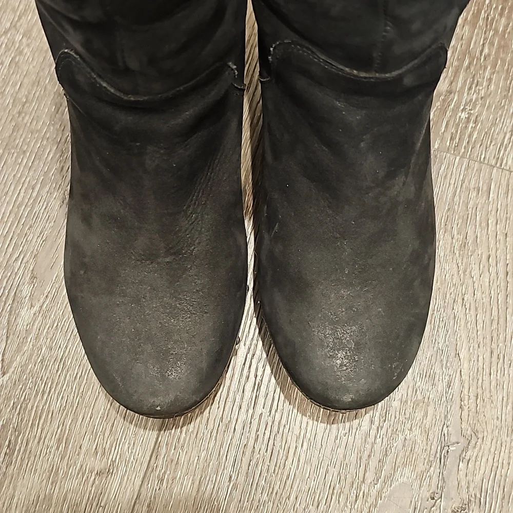 UGG 2-Way Fold Over Ankle Boots Shearling Lined Booties Wooden Heel Clogs Size 8